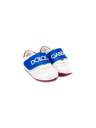 Shop Dolce & Gabbana Touch Strap Pre-walkers In White