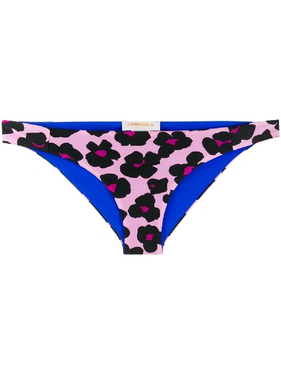 Shop La Doublej Hip Printed Bikini Bottoms In Pink