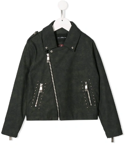 Shop John Richmond Junior Studded Biker-style Jacket In Grey