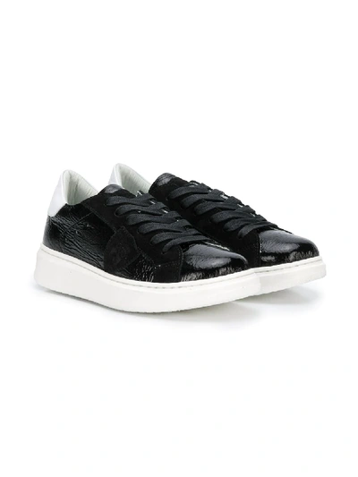 Philippe Model Low Top Lace Up Sneakers In Black