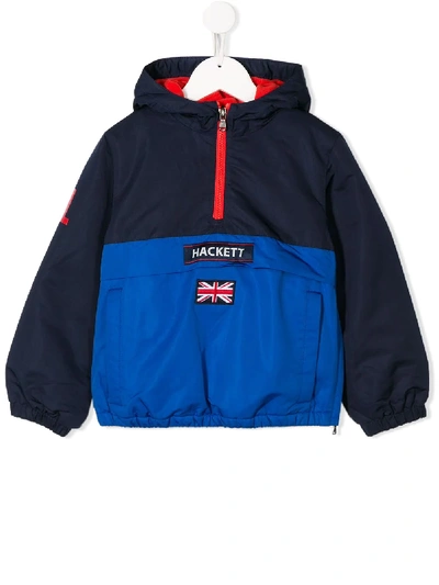 Shop Hackett Logo Patch Rain Jacket In Blue