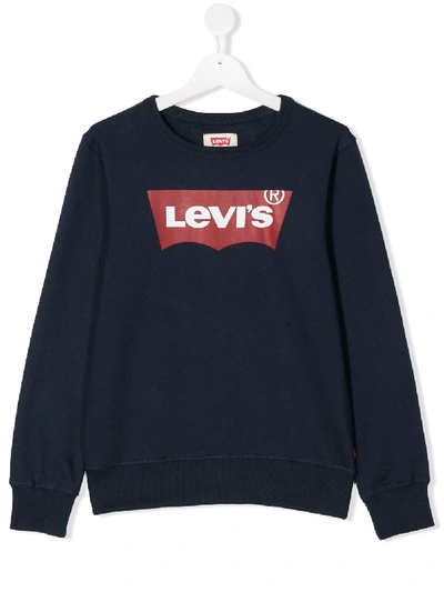 Shop Levi's Teen Logo Print Sweatshirt In Blue