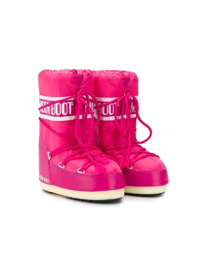 Moon Boot Teen Logo Lace-up Boots In Pink | ModeSens