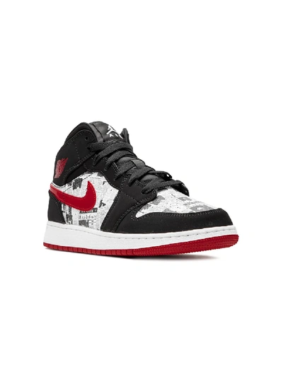 Shop Jordan Air  1 Mid Se "newspaper" Sneakers In Black