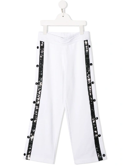 Shop Balmain Branded Track Pants In White