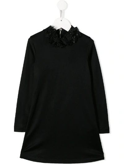 Shop Balmain Shimmer Collar Dress In Black