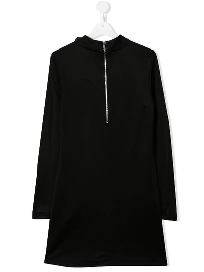 Shop Balmain Teen Shimmer Collar Dress In Black