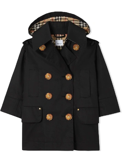 Shop Burberry Detachable Hood Showerproof Cotton Trench Coat In Black