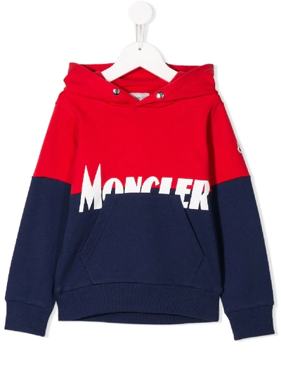 Shop Moncler Colour Block Hoodie In Red