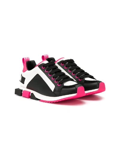 Shop Dolce & Gabbana Teen Colour-block Sneakers In Black
