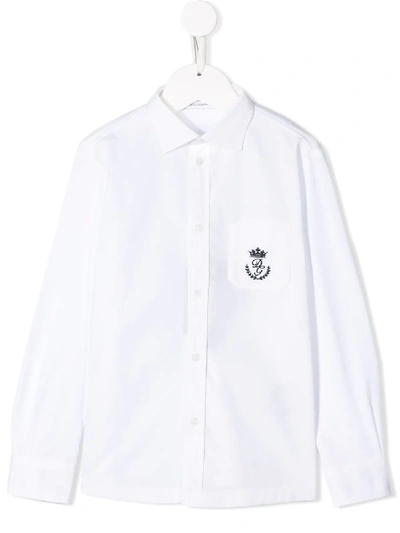 Shop Dolce & Gabbana Logo Embroidered Shirt In White