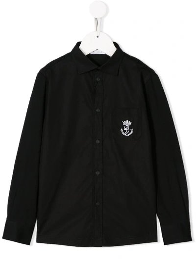 Shop Dolce & Gabbana Logo Embroidered Shirt In Black