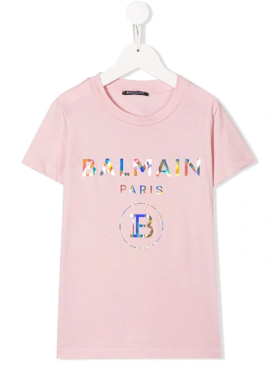 Shop Balmain Branded T-shirt In Pink