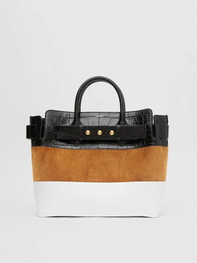 Shop Burberry The Medium Suede And Leather Triple Stud Belt Bag In Maple/tan