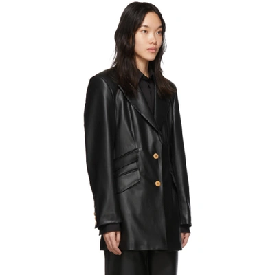 Shop Nanushka Black Vegan Leather Cancun Blazer