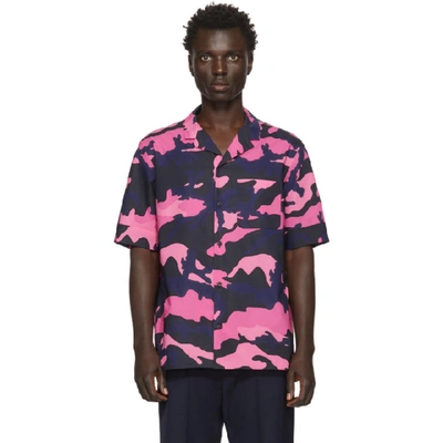 Shop Valentino Pink & Navy Camo Shirt In 13e Camou N