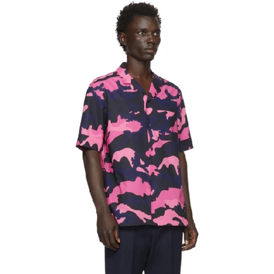 Shop Valentino Pink & Navy Camo Shirt In 13e Camou N