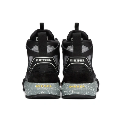 Shop Diesel Black & Grey S-padola Mid Trek Sneakers In H7822 Blkwh