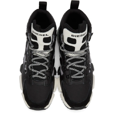 Shop Diesel Black & Grey S-padola Mid Trek Sneakers In H7822 Blkwh