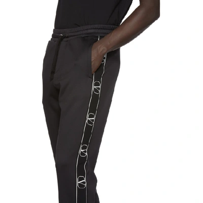 VALENTINO 黑色平纹针织徽标运动裤