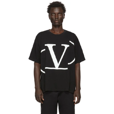 Shop Valentino Black Deconstructed Vlogo T-shirt In 0ni Nero/v