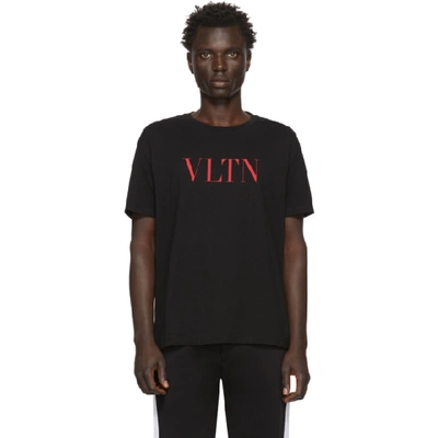 VALENTINO 黑色 AND 红色“VLTN” T 恤