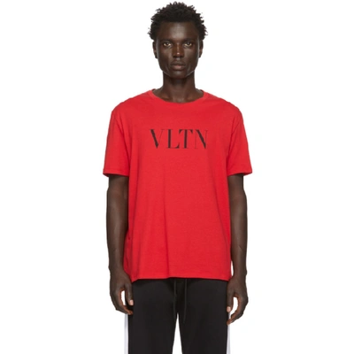 Shop Valentino Red And Black Vltn T-shirt In Ai5 Rosso/v