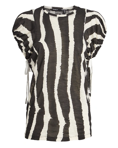 Shop Proenza Schouler Zebra-striped Drawstring T-shirt In Blk/wht