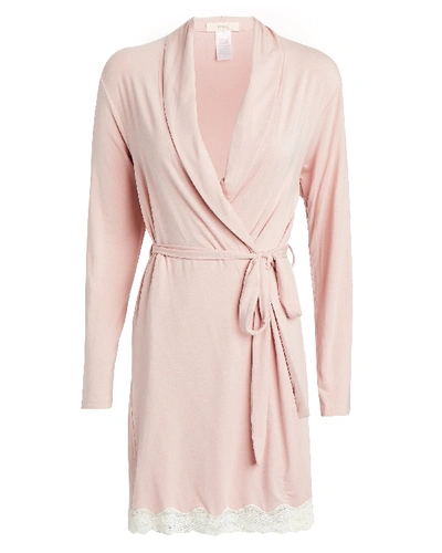 Shop Eberjey Lady Godiva Lace-trimmed Robe In Pink