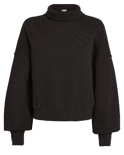 Shop Agolde Balloon Sleeve Turtleneck Sweatshirt In Black