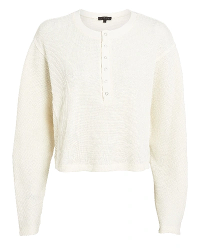 Shop The Range Waffle Knit Loose Henley In White