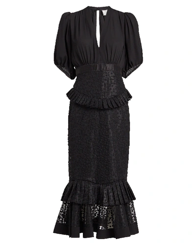 Shop Alexis Dilarra Embroidered Chiffon Dress In Black