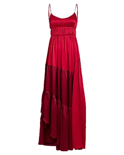 Shop Amur Zaidee Two-tone Silk Gown In Red-drk