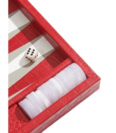 Shop Hector Saxe Crocodile Effect Leather Backgammon Set In Red