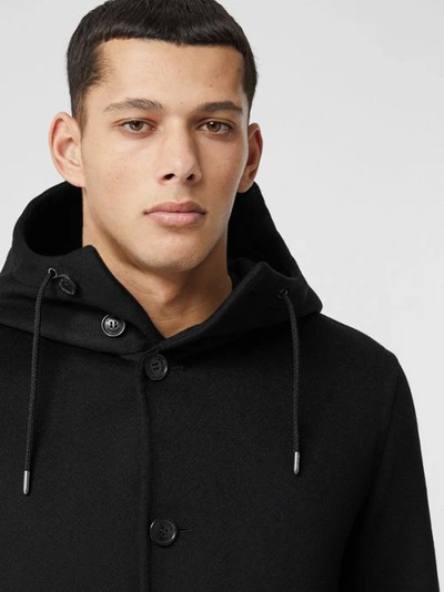 Shop Burberry Double-faced Cashmere Hooded Coat In Black