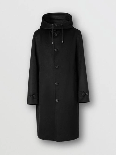 Shop Burberry Double-faced Cashmere Hooded Coat In Black