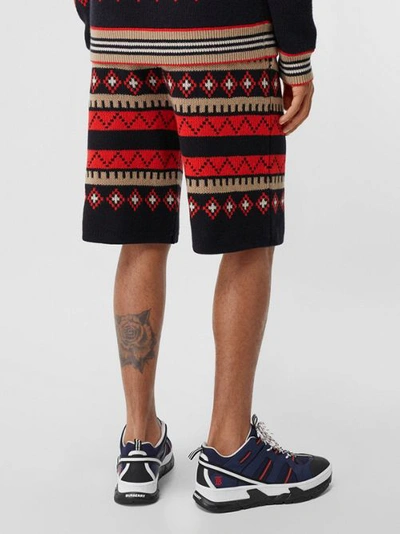 Shop Burberry Fair Isle Cashmere Shorts In Black