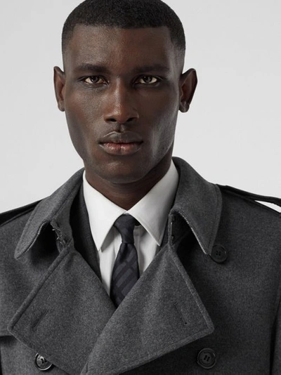 Shop Burberry Wool Cashmere Trench Coat In Charcoal