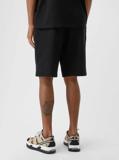 Shop Burberry Logo Graphic Cotton Drawcord Shorts In Black