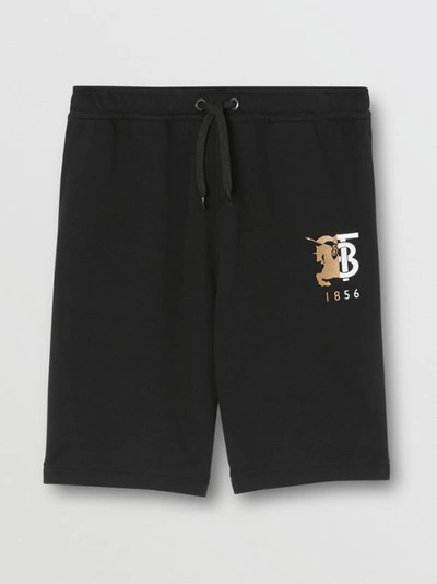 Shop Burberry Logo Graphic Cotton Drawcord Shorts In Black
