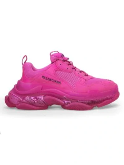 Shop Balenciaga Women's Triple S Leather Sneakers In Pink