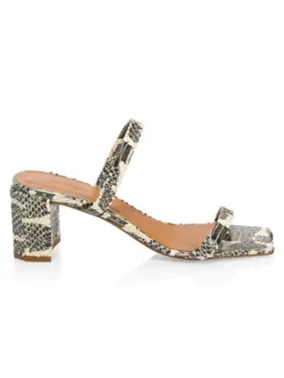 Shop By Far Tanya Snakeskin-embossed Leather Mules In Graphic