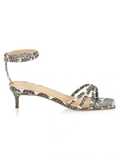 Shop By Far Kaia Snakeskin-embossed Leather Sandals In Graphic