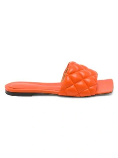 Shop Bottega Veneta Women's Padded Leather Flat Sandals In Coral
