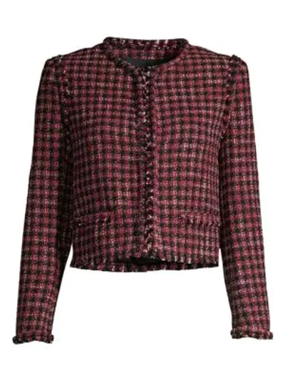 Shop Hugo Boss Women's Johella Cropped Tweed Jacket In Merlot Fantasy