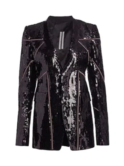 Shop Rick Owens Naska Sequin Soft Blazer In Black Dust
