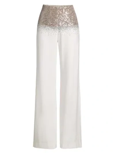 Shop Sachin & Babi Pia Sequin Wide-leg Pants In Ivory Silver