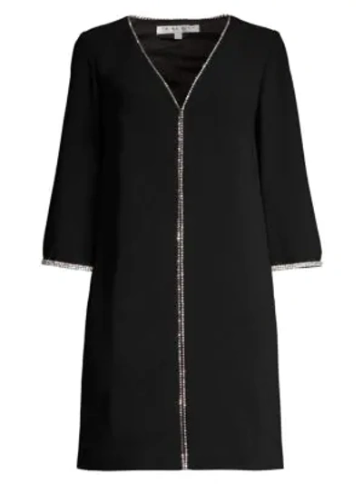 Shop Trina Turk Rhinestone Embellished Shift Dress In Black