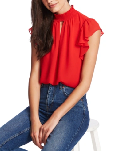 Shop 1.state Smocked Flutter-sleeve Top In Cherry Red