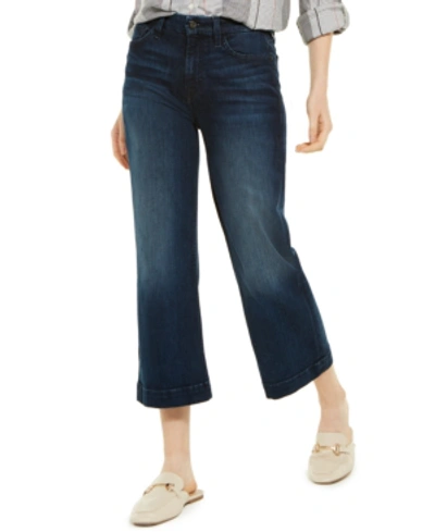 Shop Jen7 By 7 For All Mankind Cropped Wide-leg Jeans In Cambridge Dark